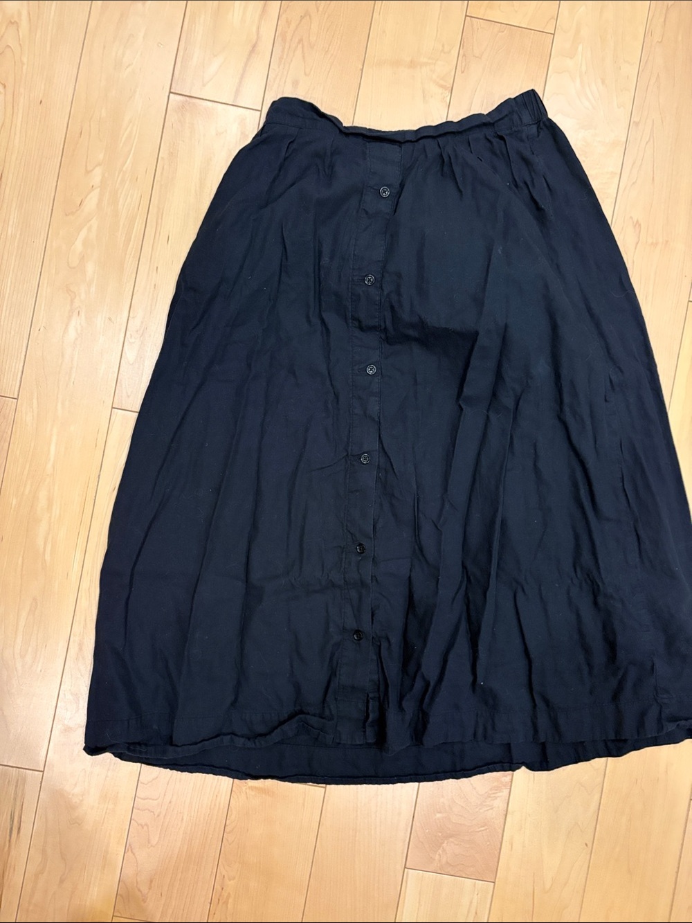 Pact Black Button-Front Midi Skirt